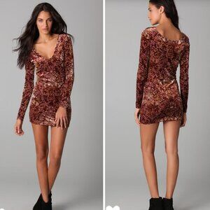 Free People | Mini Floral Velvet Burnout Dress